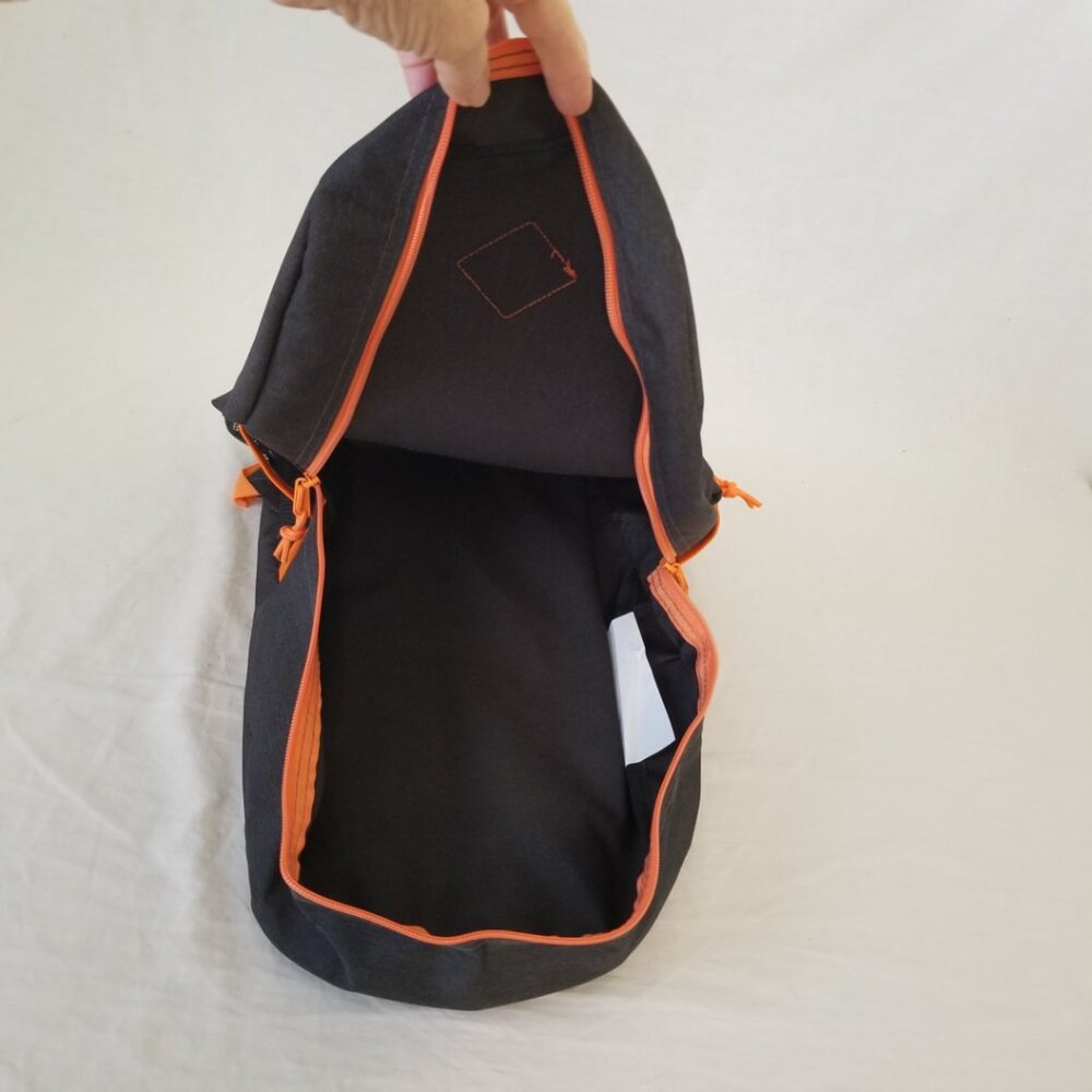 New! Lightweight Black & Orange Basic Backpack W/… - image 3
